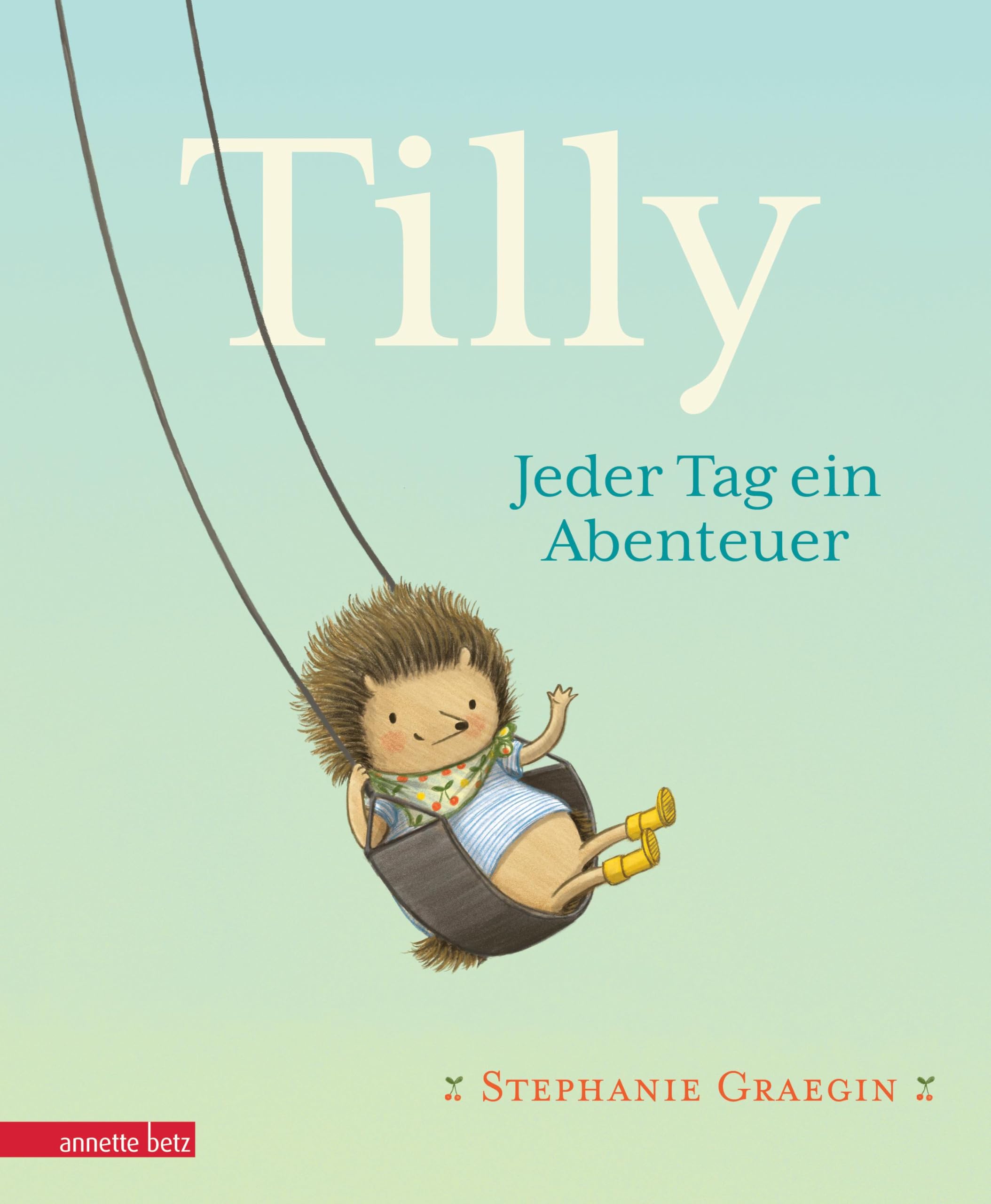 Igel Tilly sitzt auf einer Schaukel. Oben Mittig befindet sich der Titel "Tilly"