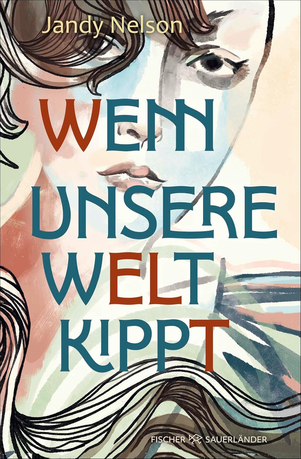 Titel steht mittig auf dem Cover im Vordergrund. Im Hintergrund erkennt man das Gesicht eines Mädchens mit braunen Haaren