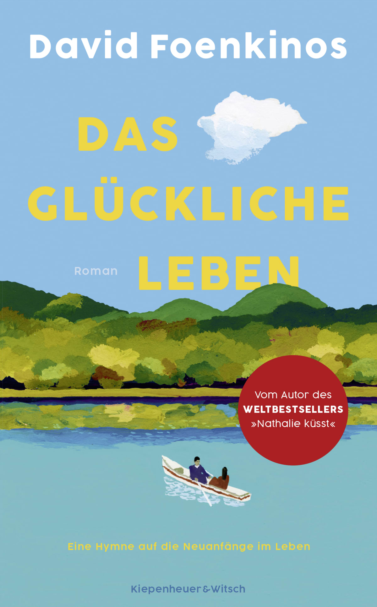 Ein malerisches Cover mit einem See und zwei Personen, die in einem Boot sitzen.